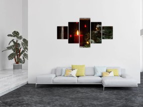 Obraz - Świecąca świeca bożonarodzeniowa (125x70 cm)