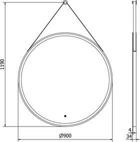Mexen Reni lustro łazienkowe podświetlane, okrągłe 90 cm, LED 6000K, antypara, rama czarna - 9812-090-090-611-70