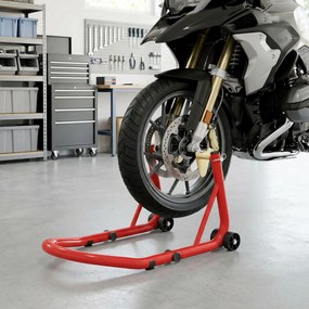 HOMCOM Stojak Motocyklowy Zestaw do Przedniego/Tylniego Koła Podnośnik Motocyklowy do 544 kg Stalowy Czerwony