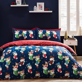 Czerwono-niebieska pościel dziecięca jednoosobowa 135x200 cm Christmas Elves – Catherine Lansfield