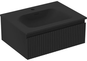 Mexen Rivel szafka łazienkowa 60 cm z umywalką Vela, 1 szuflada, ryflowana , czarna mat - 91A20-06023-1-BF71-W23M71