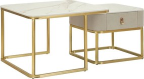 Stoliki w kremowo-złotym kolorze w dekorze marmuru zestaw 2 szt. 50x70 cm Beauty – Mauro Ferretti