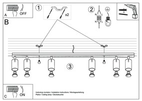 Biała lampa sufitowa Nice Lamps Etna 6L