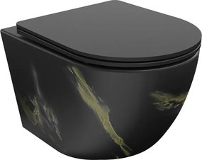 Mexen Lena miska wc Rimless z deską wolnoopadającą slim, duroplast, czarna kamień - 30224098