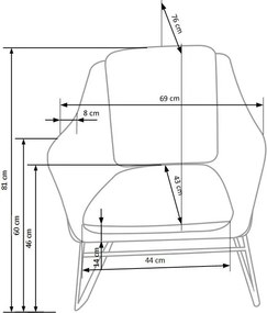 Fotel z poduchą na czarnych płozach Soft 2
