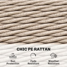 Outsunny Stolik boczny z rattanu PE, dwupoziomowy stolik kawowy z półką, szkło, regulowane nóżki, 65 x 65 x 50 cm, żółty | Aosom PL