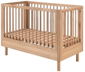 Łóżeczko z litego drewna dębowego z regulowaną wysokością 60x120 cm w naturalnym kolorze Forrest – Vipack