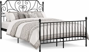 Czarne metalowe łóżko z zagłówkiem w stylu loft 140x200 cm P8-T57