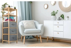 G21 Bambusowy regał z koszykami, 5 półek, szary, 5 pięter