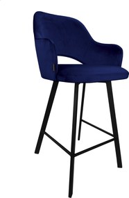 Hoker Milano krzesło barowe tkanina Welur podstawa metalowa : Kolor nogi - Czarna profil, Kolor tkaniny - VELVET - MG16, Typ siedziska - Siedzisko stałe