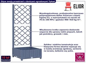 Szara donica ogrodowa na balkon z kratką A5-S91