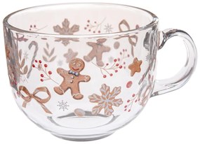 Szklany kubek ze świątecznym motywem 500 ml Gingerbread – Dakls