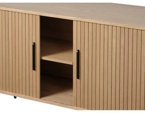 Niska komoda w dekorze dębu z drzwiami przesuwnymi 76x180 cm Nola – Unique Furniture