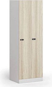 Szafka ubraniowa S1, 2-drzwiowa, 1850 x 600 x 500 mm, demontaż, zamek mechaniczny na kod, drzwi laminowane, dąb naturalny
