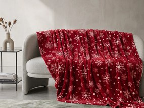 Czerwony świąteczny mikropluszowy koc SNOWFALL Rozmiar: 150 x 200 cm