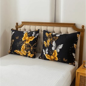 PrzytulneMieszkanie.pl PrzytulneMieszkanie.pl Pościel z mikrofibry GOLD BUTTERFLY czarna Rozmiar pościeli: 70 x 90 cm | 140 x 200 cm