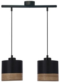 Czarna lampa wisząca z tekstylnym kloszem ø 15 cm Porto – Candellux Lighting