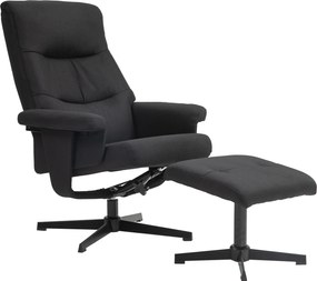 HOMCOM Fotel z podnóżkiem, obrotowy, funkcja bujania, imitacja aksamitu, do 150 kg, Czarny