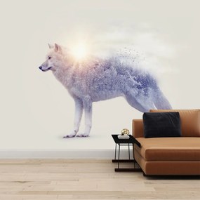 Fototapeta - Wilk polarny w dzikim krajobrazie (196x136 cm)