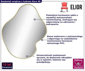 Złote nieregularne lustro wiszące 60x50 cm - Kero 4X