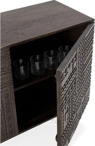 Ciemnobrązowa komoda z litego drewna mango 160x75x40 cm Kalai – MOME