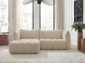Beżowy narożnik z materiału bouclé (lewostronny/z szezlongiem) Azra – Bobochic Paris
