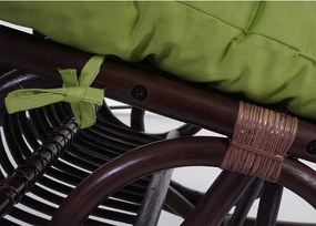 Fotel bujany MCW-C40 Rattan,  zielona poduszka