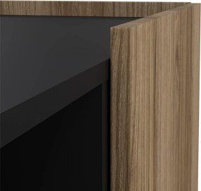Szafka pod telewizor w stylu loftowym Bergen dąb Catania/czarny mat
