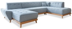 Jasnoniebieska rozkładana sofa w kształcie litery "U" Miuform Dazzling Daisy, prawostronna