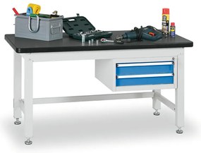 Stół warsztatowy BL z szafką na narzędzia, blat MDF + PCV, 2 szuflady, 1800 x 750 x 800 mm