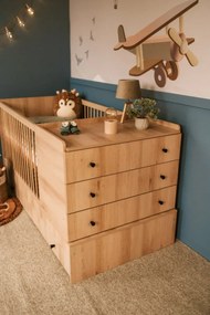 Łóżeczko dziecięce KOMPAKT 3W1 120x80 bukowe z komodą LITTLE SKY