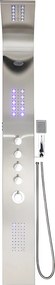 Panel prysznicowy z hydromasażem termostatycznym z diodami LED FELICITA - 20*165cm - Srebrny