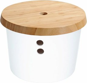 Kesper 32622 Pojemnik do przechowywania plastik/bambus, biały, śr. 21 cm