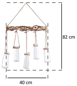 Zawieszka wielofunkcyjna ze szklanymi lampionami, dekorcja ścienna w stylu etno