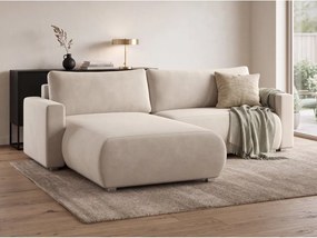 Kremowa, rozkładana, narożna sofa MONORA, dwustronna