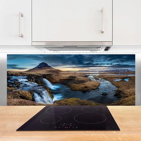 Szkło do Kuchni na Ścianę Potężny Nur Górskiego Wodospadu