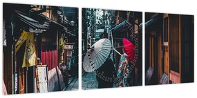 Obraz - Spacer po Tokio (z zegarem) (90x30 cm)