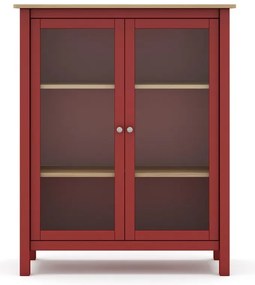 Czerwono-naturalna witryna z drewna sosnowego 90x110 cm Misti – Marckeric