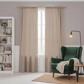 Zasłona gotowa MATOWA ciemnobeżowa Oxford Line na taśmie 140x250