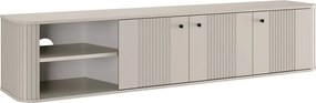 Szafka RTV wisząca Vesper 187 cm trzydrzwiowa - kaszmir / czarne uchwyty