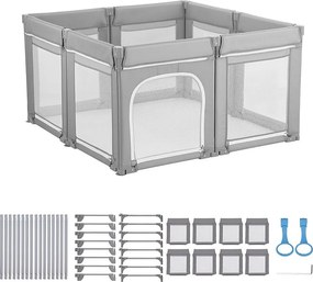 Park dla Dzieci SucceBuy Modułowy Składany, 120 x 120 cm, Plac Zabaw dla Dzieci, Miękka Oddychająca Siatka, Barierka do Zabawy dla Niemowląt Uczyć się