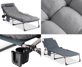 Składany leżak ogrodowy z pikowaną poduchą Saturn