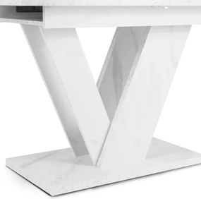 Stół Prostokątny Rozkładany CLARK 120-160 cm Biały Marmur Nowoczesny