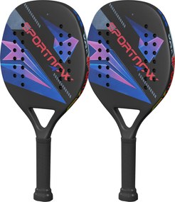 Zestaw rakietek do beach tenisa SPORTNOW, antypoślizgowy uchwyt, włókno węglowe, Czarny