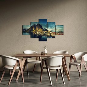 Obraz wioski rybackiej w Norwegii (125x70 cm)
