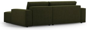 Ciemnozielony rozkładany narożnik z materiału bouclé (prawostronny) Jodie – Micadoni Home