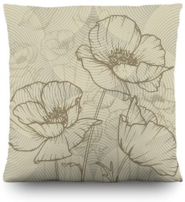 Poduszka Poppies beżowa, 45 x 45 cm
