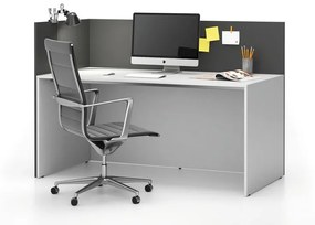 Zestaw mebli biurowych single z parawanem SEGMENT, lewy, biały/grafit
