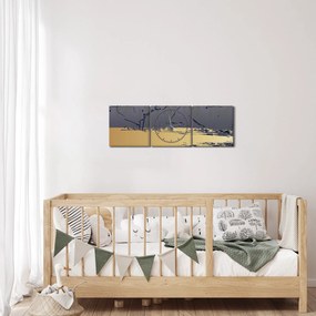 Obraz - Niebiesko-złota abstrakcja N⁰1 (z zegarem) (90x30 cm)