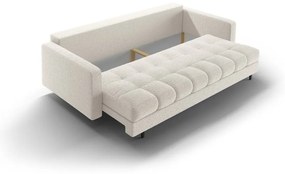 Kremowa rozkładana sofa ze schowkiem z materiału bouclé 222 cm Bali – Cosmopolitan Design